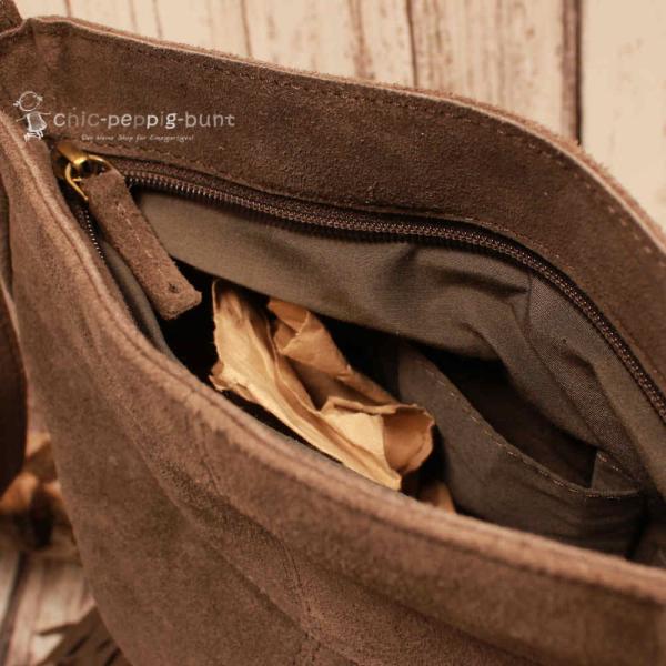 Leder Handtasche Dunkelbraun – Boho Umhängetasche Wildleder