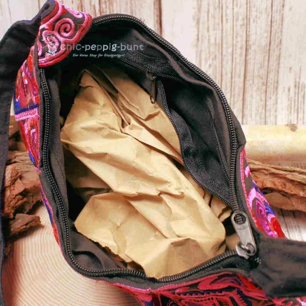 Umhängetasche Stoff pink Indiastyle - umhaengetasche handtasche pink india style stoff bestickt