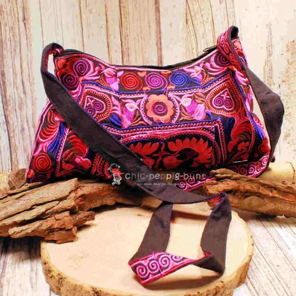 Umhängetasche Stoff pink Indiastyle - umhaengetasche handtasche pink india style stoff bestickt