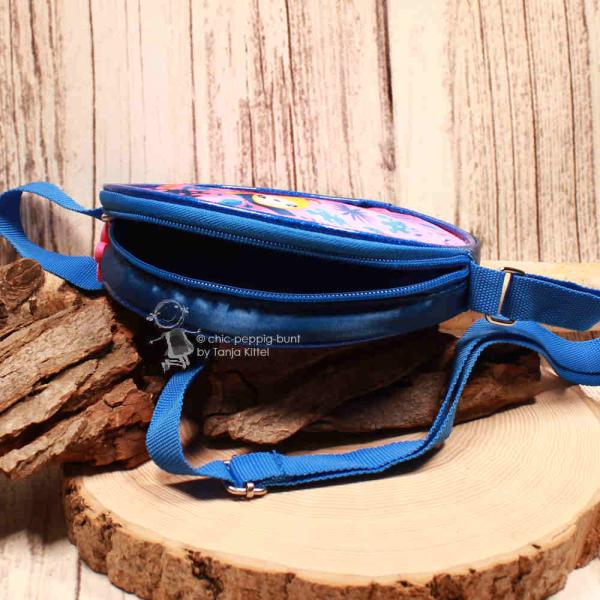 Umhängetasche Kinder rund blau Faultier