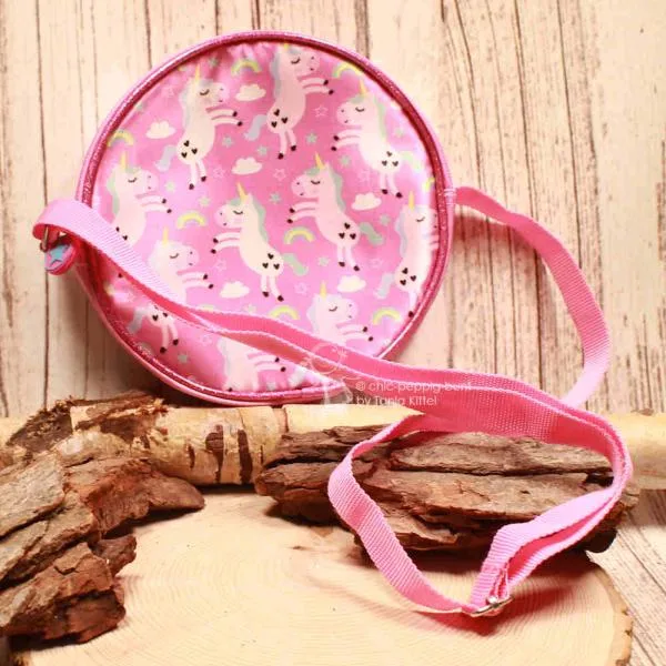 Umhängetasche Kinder rund Einhorn rosa - umhaengetasche kinder rund rosa einhorn bunt handtasche