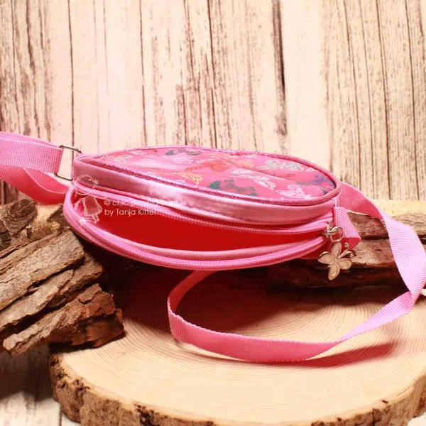 Umhängetasche rosa Kinder rund Schmetterlinge - umhaengetasche kinder rund rosa schmetterlinge bunt handtasche