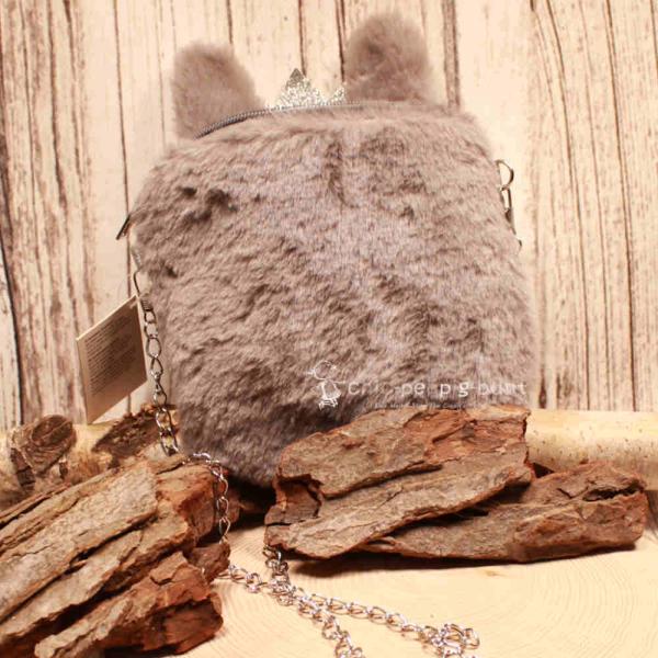 Umhängetasche Kinder plüsch glitzer Ohren grau