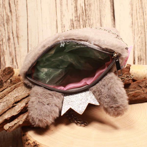 Umhängetasche Kinder plüsch glitzer Ohren grau