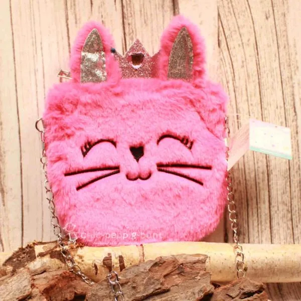 Umhängetasche Kinder plüsch pink mit glitzer Ohren - Krone - umhaengetasche kindertasche hase rosa glitzer krone
