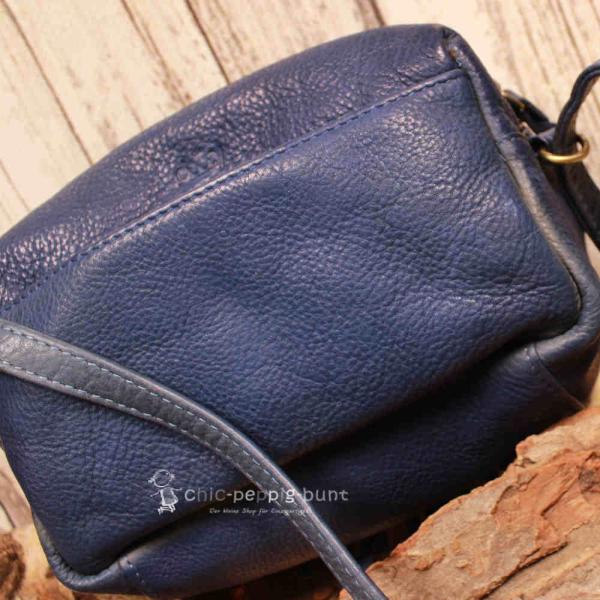 Umhängetasche Leder 4 Fächer Quaste blau
