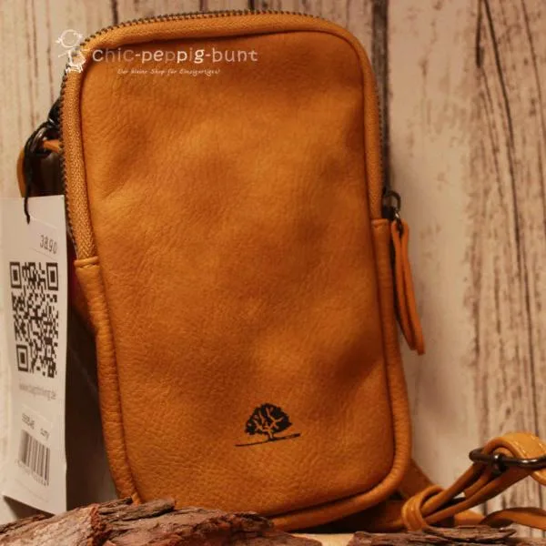 Handtasche Leder curry klein 2 Fächer - umhaengetasche mini handtasche leder braun faecher