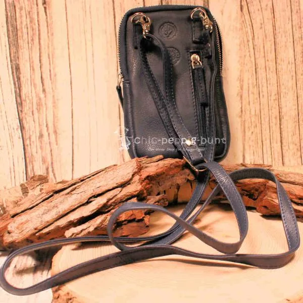 Handtasche Leder dunkelblau klein 1 Fach - umhaengetasche mini handtasche leder dunkelblau faecher