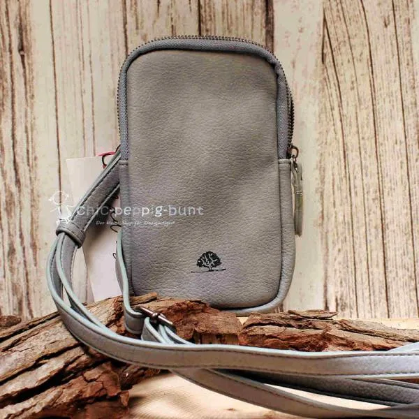 Handtasche Leder grau-blau klein 2 Fächer - umhaengetasche mini handtasche leder grau blau faecher