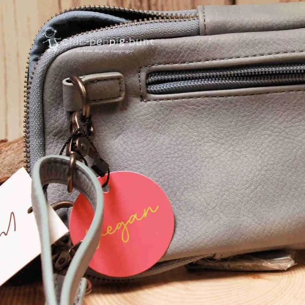 Handtasche Leder grau-blau klein 2 Fächer - umhaengetasche mini handtasche leder grau blau faecher