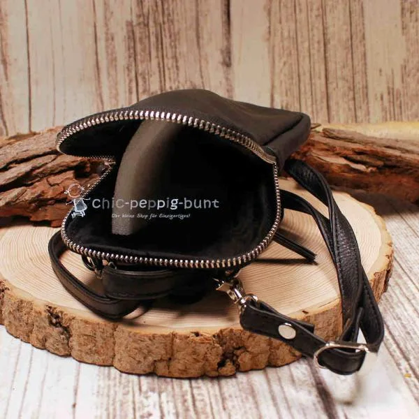 Handtasche Leder schwarz klein 1 Fach - umhaengetasche mini handtasche leder schwarz faecher