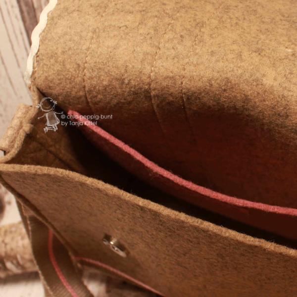 Trachten Filztasche Beige-Rosa – Handmade Umhängetasche mit Edelweiß