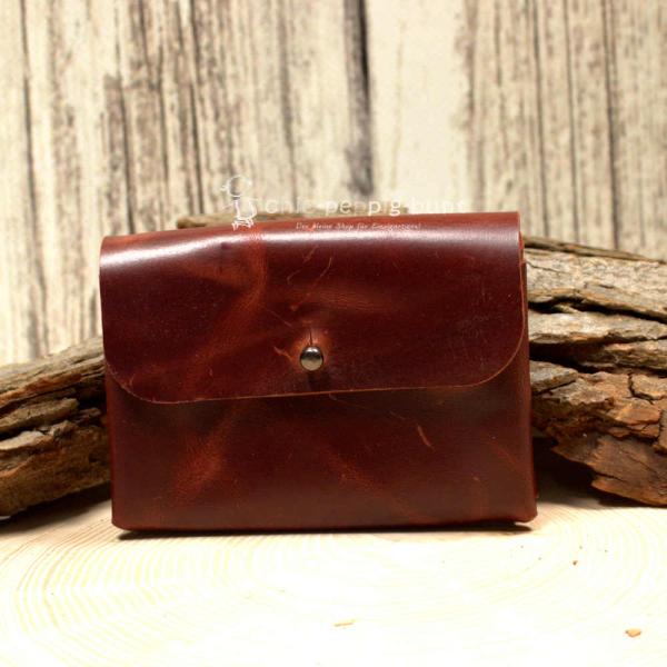 Kartenetui Visitenkartenetui Businesscard Holder Leder Braun Glänzend Handmade 2 Fächer