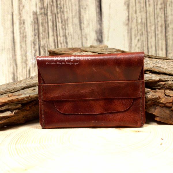 Kartenetui Visitenkartenetui Brieftasche Businesscard Holder Leder Braun Hochglanz Handmade 10cm