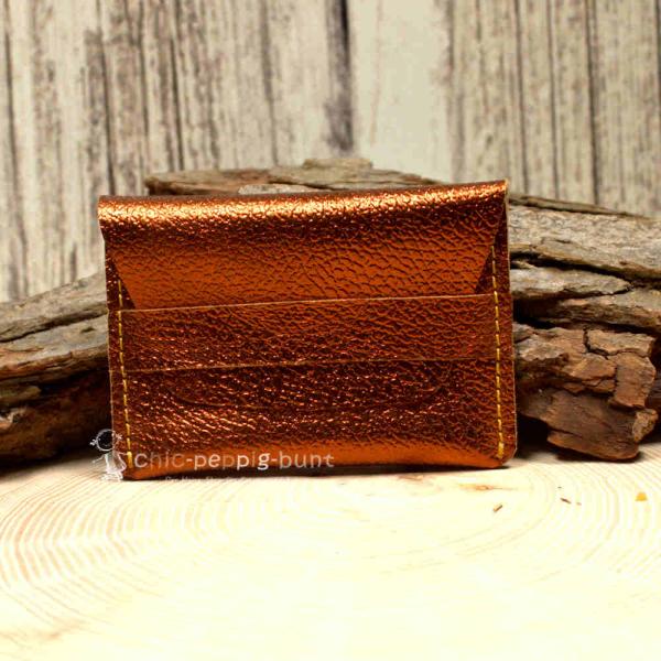 Kartenetui Visitenkartenetui Businesscard Holder Leder Kupfer Glänzend Handmade 10cm