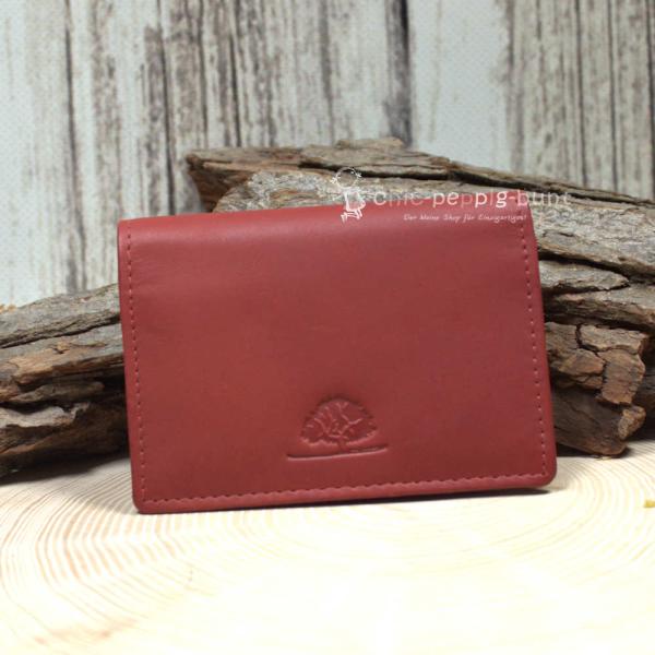 Visitenkartenetui Kartenetui Leder Rot Klein 3 Fächer Brieftasche Slim 10,5cm