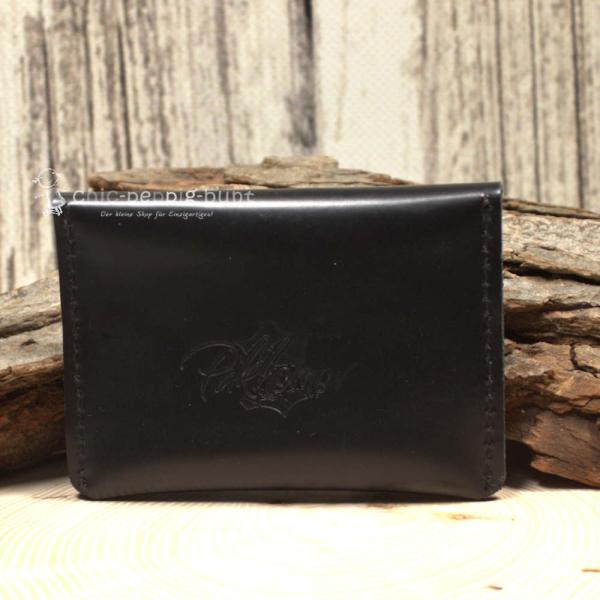 Kartenetui Visitenkartenetui schwarzes Leder Hochglanz-Lack-Optik