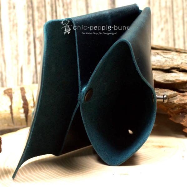 Kartenetui Visitenkartenetui Glatteder türkis-blau