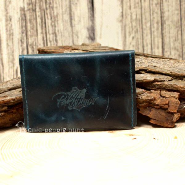 Kartenetui Visitenkartenetui türkis-blau Glatteder