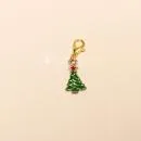 Charmsanhänger Weihnachten Christbaum grün Email vergoldet mit Karabiner, Modeschmuck handmade chic-peppig-bunt