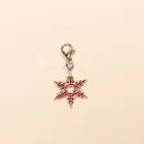 Charmsanhänger Weihnachten Schneeflocke rot emailliert versilbert mit Karabiner, Modeschmuck handmade chic-peppig-bunt