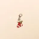 Charmsanhänger Weihnachten Nikolaus Socke rot blau emailliert versilbert mit Karabiner, Modeschmuck handmade chic-peppig-bunt