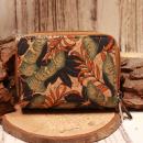 Geldbeutel klein - Kork braun Blätter Motiv bunt 16 Fächer