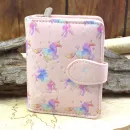 Geldbeutel klein - rosa - Kunstleder - Regenbogen Einhörner