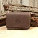 Mini Geldbeutel Geldbörse Portemonnais Leder Braun 4 Fächer Knopfverschluss 8cm