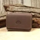 Mini Geldbeutel Geldbörse Portemonnais Leder Braun 4 Fächer Knopfverschluss 8cm