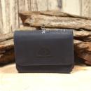 Mini Geldbeutel Geldbörse Portemonnais Leder Dunkelblau 4 Fächer Knopfverschluss 8cm