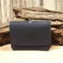 Mini Geldbeutel Geldbörse Portemonnais Leder Dunkelblau 4 Fächer Knopfverschluss 8cm