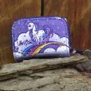 Geldbeutel mini - Kunstleder - abwaschbar - dunkel-lila - mit Einhorn
