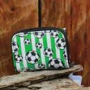Geldbeutel mini - Kunstleder - abwaschbar - grün gestreift - Fussball