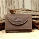 Mini Geldbeutel Geldbörse Portemonnais Leder Braun Baum Motiv Druckknopf 10cm