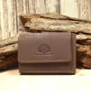 Mini Geldbeutel Geldbörse Portemonnais Leder Braun Klein 2 Fächer Druckknopf 9cm