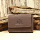 Mini Geldbeutel Geldbörse Portemonnais Leder Braun Klein 2 Fächer Druckknopf 9cm