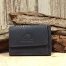 Mini Geldbeutel Geldbörse Portemonnais Leder Dunkelblau Klein 2 Fächer Druckknopf 9cm