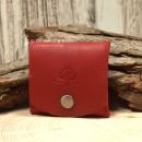 Mini Geldbeutel Kleingeldbeutel Portemonnais Leder Braun Quadratisch Druckknopf 7,5cm