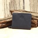 Mini Geldbeutel Geldbörse Portemonnais Leder Dunkelblau Reißverschluss 2 Innenfächer 8,5cm