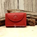 Mini Geldbeutel Geldbörse Portemonnais Leder Rot Baum Motiv Druckknopf 10cm