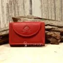 Mini Geldbeutel Geldbörse Portemonnais Leder Rot Baum Motiv Druckknopf 10cm