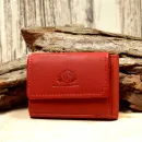Mini Geldbeutel Geldbörse Portemonnais Leder Rot Klein 2 Fächer Druckknopf 9cm