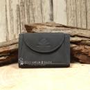 Mini Geldbeutel Geldbörse Portemonnais Leder Schwarz Baum Motiv Druckknopf 10cm