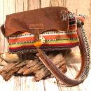 Handtasche Leder gestreift braun orange