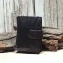 Hochwertiges BEAR Kartenetui RFID Schutz aus schwarzem Leder mit clicksafe Kartenhalter und Münzfach.