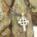 Lederkette braun mit keltischem Kreuz