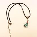 Halskette Weihnachtsbaum grün emailliert Segelseil schwarz, Modeschmuck handmade chic-peppig-bunt