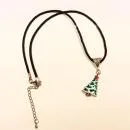 Halskette Weihnachtsbaum grün emailliert Segelseil schwarz, Modeschmuck handmade chic-peppig-bunt