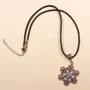 Kette Modeschmuck Schneeflocke blau versilbert mit Strass Steinen an Segelseil handmade chic-peppig-bunt